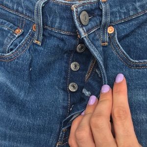 Levi 501 jeans with cut off bottoms